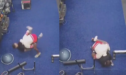 Momento en que un hombre pretendía violar a una joven dentro de un gimnasio (Video)