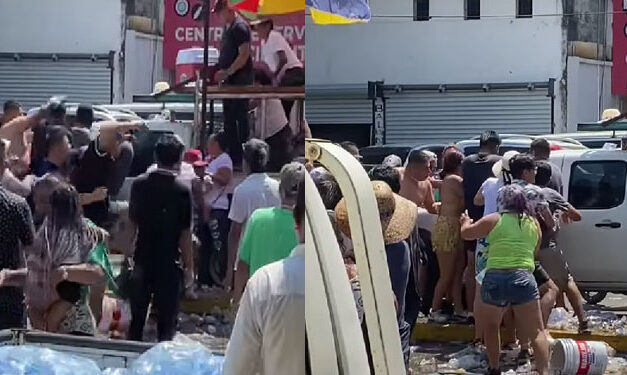 Momento de fuerte pelea en el Carnaval de Mazatenango (Video)