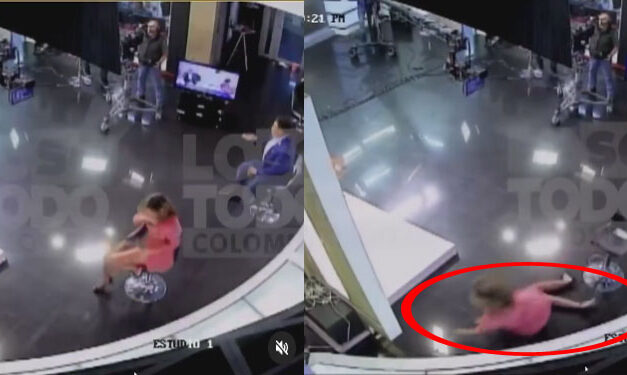 Momento en que presentadora se desploma en medio de un programa en vivo (Video)
