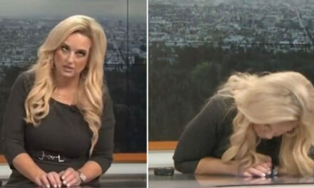 Momento en que conductora se desploma en pleno programa (Video)