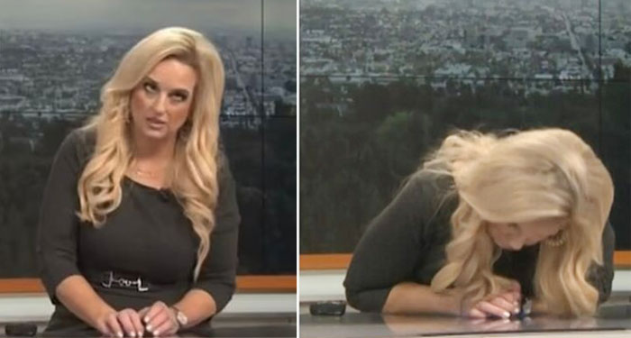 Momento en que conductora se desploma en pleno programa (Video)