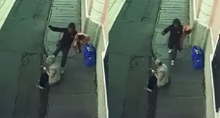 Buscan a mujer que le pateo la cara a una abuelita en la calle (Video)