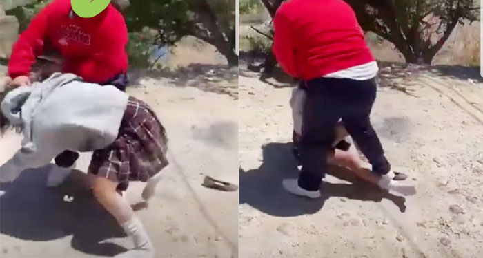 Momento en que estudiantes se van a los golpes en Jutiapa
