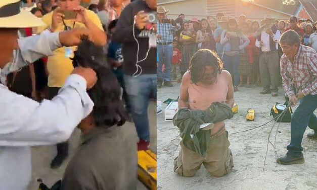 Le cortan el pelo y le aplican el castigo maya por robar Q50 mil a una tienda de herramientas (Video)