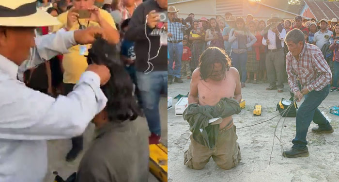 Le cortan el pelo y le aplican el castigo maya por robar Q50 mil a una tienda de herramientas (Video)