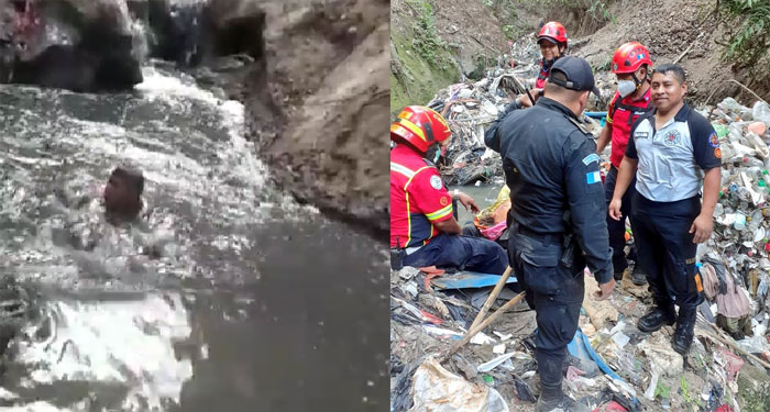 Momento en que Bombero se sumergió en aguas negras para rescatar un cuerpo (Video)