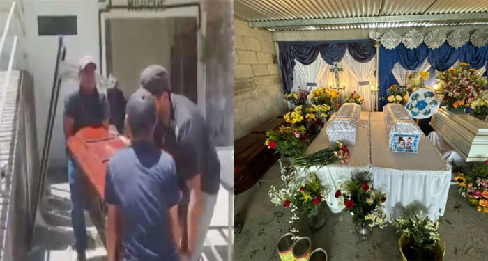 Momento en que trasladan los cuerpos de los menores a su casa para poder velarlos