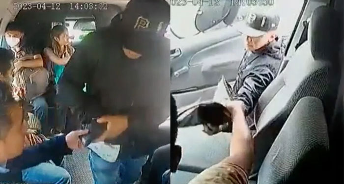 Asaltante se molesta por recibir monedas de pasajeros de un bus (Video)