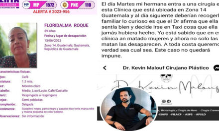 Extranjera desaparece luego de practicarle una cirugía estética en la clínica 14