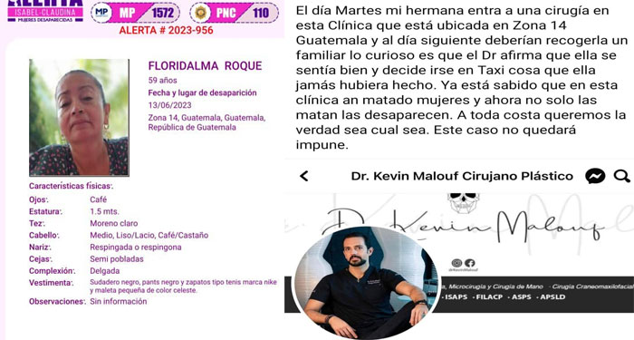Extranjera desaparece luego de practicarle una cirugía estética en la clínica 14