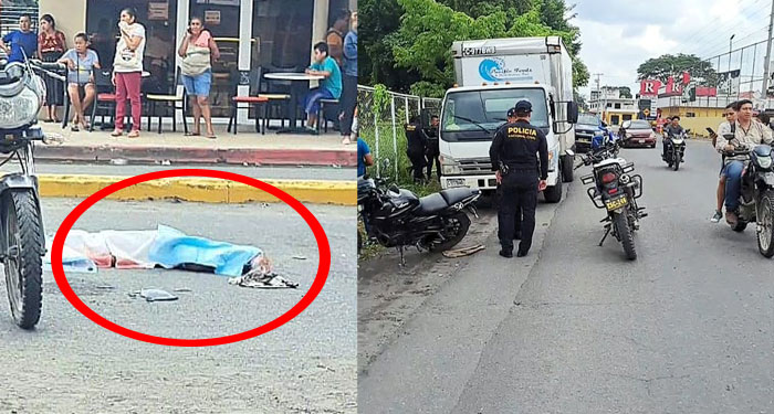 ESCUINTLA: Camión le pasa las llantas encima a madre e hijo que se conducían en una motocicleta