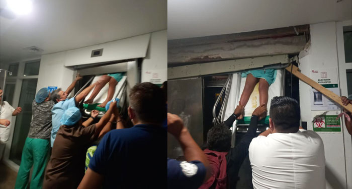 Momento en que sacan a niña sin vida que quedó “PRENSADA” En un elevador de hospital (Video)