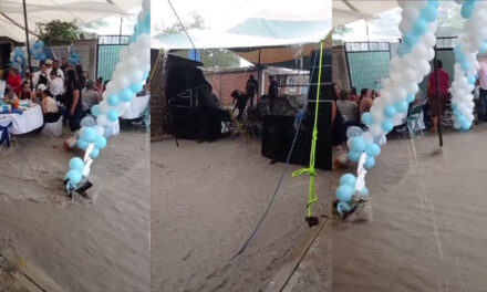 Fiesta de 15 años se inunda con las fuertes lluvias (Video)