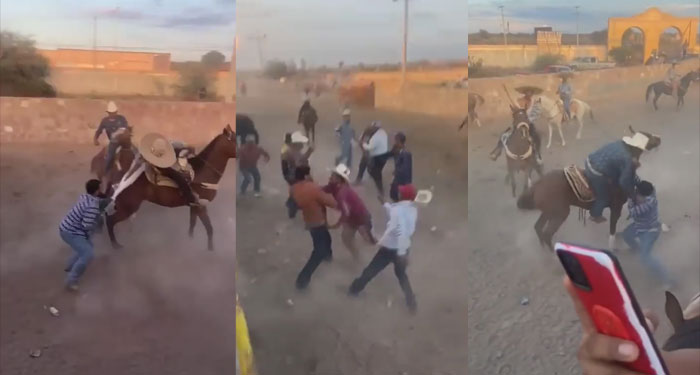 Jaripeo termina en fuertes golpes entre los participantes (Video)