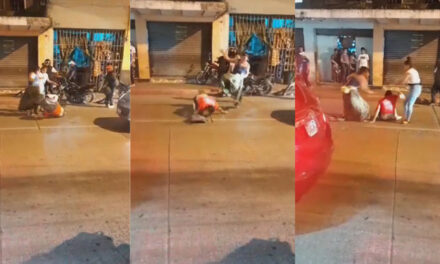 Momento en que un hombre es golpeado, supuestamente por sus dos amantes (Video)