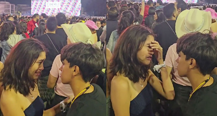 Momento en que pareja de novios pelea en pleno concierto y se vuelve viral (Video)
