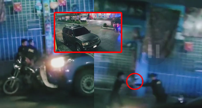 Momento en que ladrón le arrebata el arma un agente de la PNC y empieza a disparar (Video)