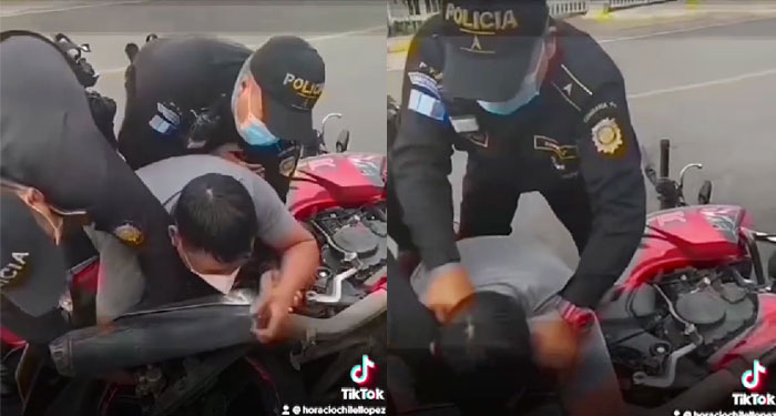 Agentes de la PNC golpean a motorista y le rosean gas pimienta a una menor (Video)