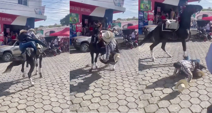 Pareja sale volando del caballo en medio de un desfile hípico en Chiquimula (Video)
