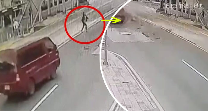 Momento exacto en que una mujer es arrollada por un bus cuando cruzaba la calle (Video)