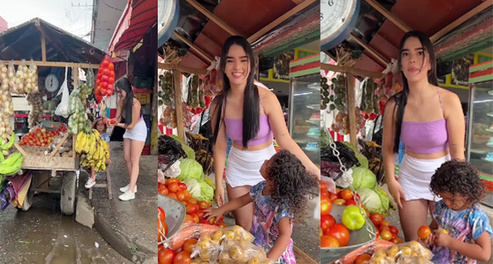 Hermosa mujer conquista a miles de personas al tener su propio negocio en el mercado (Video)
