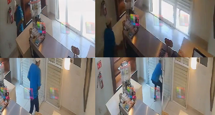 Empleada encierra a ladrón que entró amenazando con arma de fuego (Vídeo)