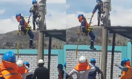 Empleado del INDE muere arriba de un poste al tocar un cable de alta tensión (Vídeo)