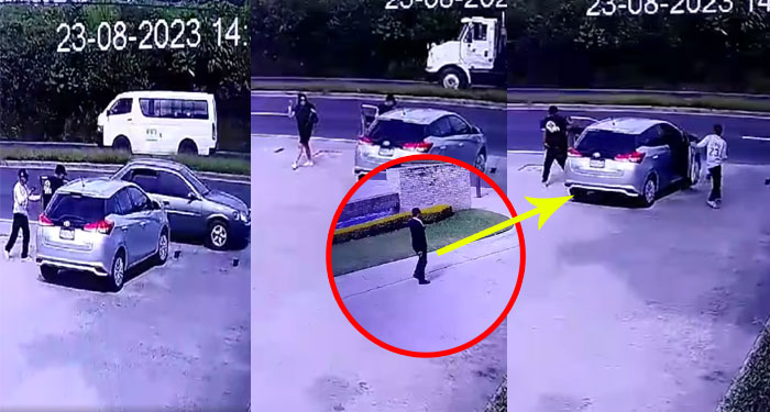 Intentan robar un vehículo a una mujer sin saber lo que les pasaría (Video)