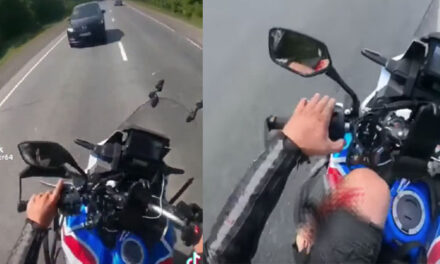 Motorista pierde la pierna tras cometer una imprudencia al rebasar en carretera (Video)