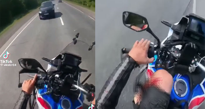 Motorista pierde la pierna tras cometer una imprudencia al rebasar en carretera (Video)