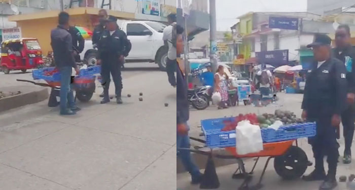 Policías municipales le tiran el producto a vendedor ambulante tras no tener un permiso (Video)