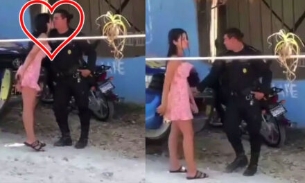 Momento exacto en que agente de la PNC es captado besando a un menor de edad (Video)