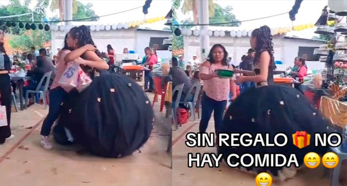 Quinceañera exige regalos como requisito para comer en su fiesta (Vídeo)
