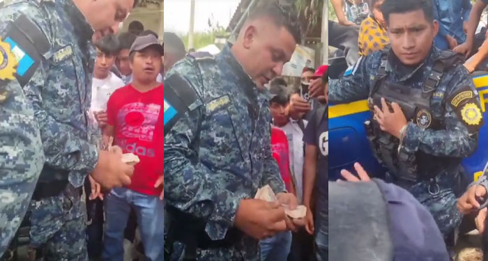 Pobladores detienen a Policías acusados de robar dinero a Emigrantes en Huehuetenango (Vídeo)