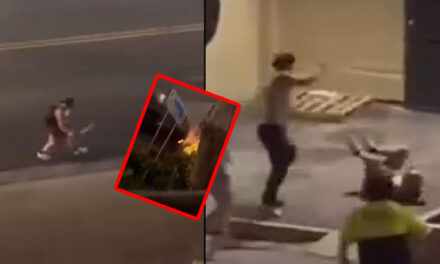 Hombre que amenazaba a peatones con un machete es arrollado por un carro (Vídeo)