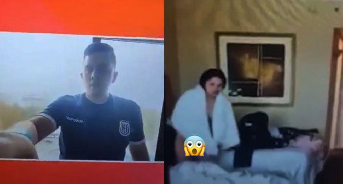Periodista se descuida y muestra a su AMANTE sin ropa dentro del Hotel (Vídeo)