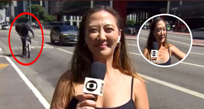 Momento en que intentan robar el celular a periodista durante una transmisión en vivo (VIDEO)