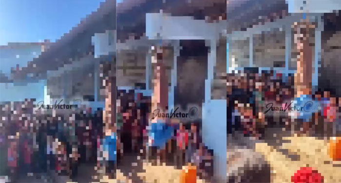 URGENTE: Turba de vecinos vapulean y queman a presunto asesino (Video)